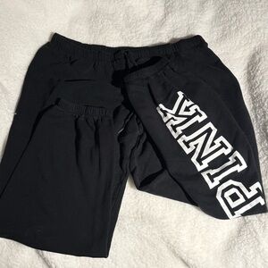PINK Victoria's Secret Black Joggers with White Logo